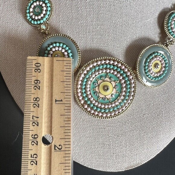 BIJOU BRIGITTE Gold Tone Chain Rhinestone Necklace 17" + 2.5" Ext. Enameled - Picture 4 of 7